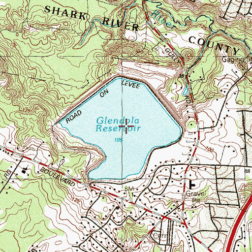 Topographic Map of Glendola Reservoir, NJ