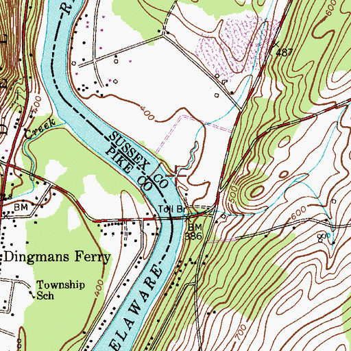 Topographic Map of Kittatinny Creek, NJ