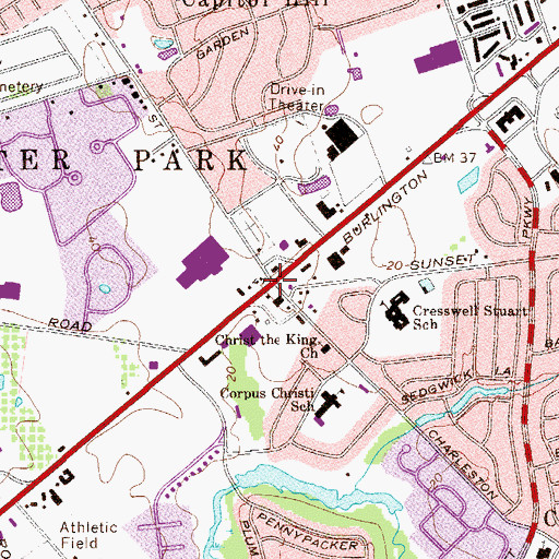 Topographic Map of Cooperstown, NJ