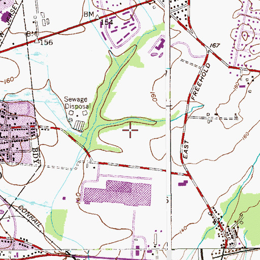 Topographic Map of East Freehold County Park, NJ