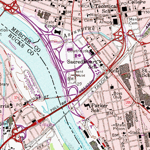 Topographic Map of Trent House, NJ