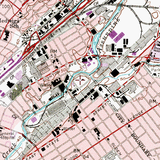 Topographic Map of Assunpink Park, NJ