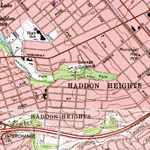 Topographic Map of Haddon Lake Park, NJ