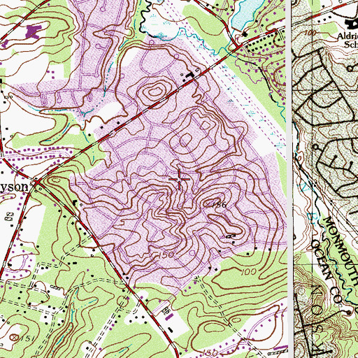 Topographic Map of Oakwood, NJ