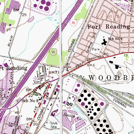 Topographic Map of Port Reading Station, NJ