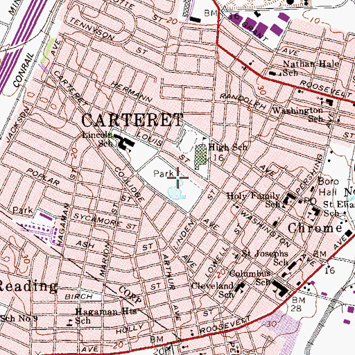 Topographic Map of Carteret Park, NJ