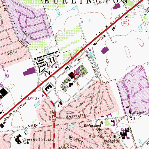 Topographic Map of Willingboro Plaza, NJ