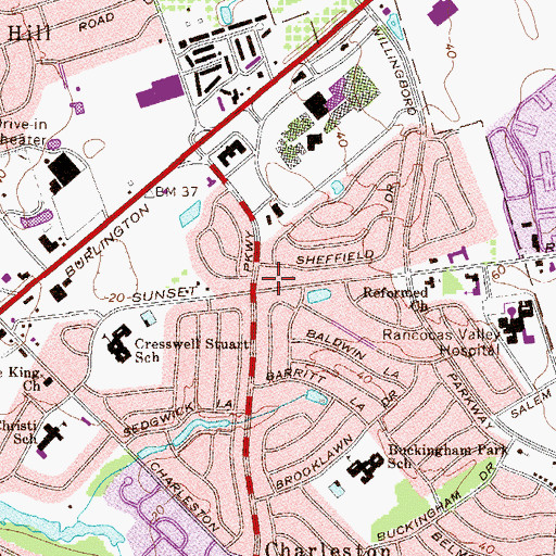 Topographic Map of Somerset Park, NJ