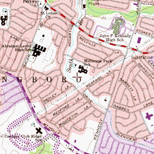 Topographic Map of Millbrook Park, NJ