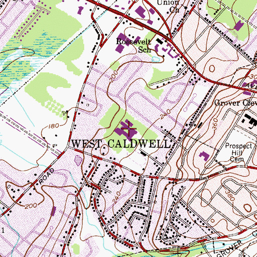 Topographic Map of James Caldwell High School, NJ