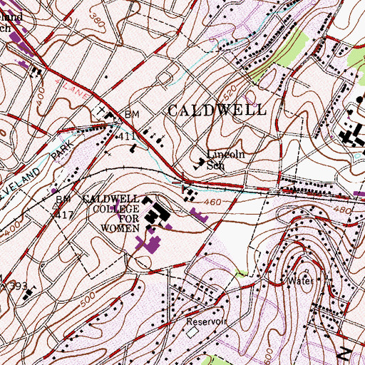 Topographic Map of Caldwell Station, NJ