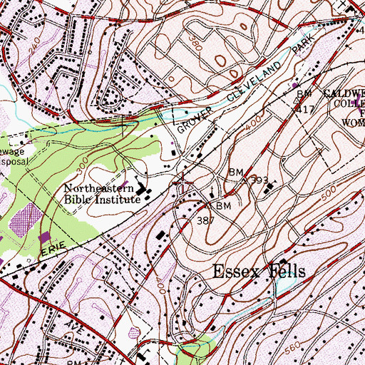 Topographic Map of Essex Fells Station, NJ