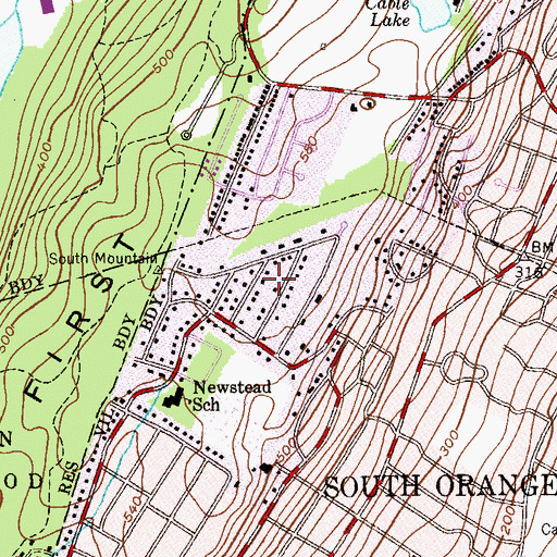 Topographic Map of Newstead North, NJ