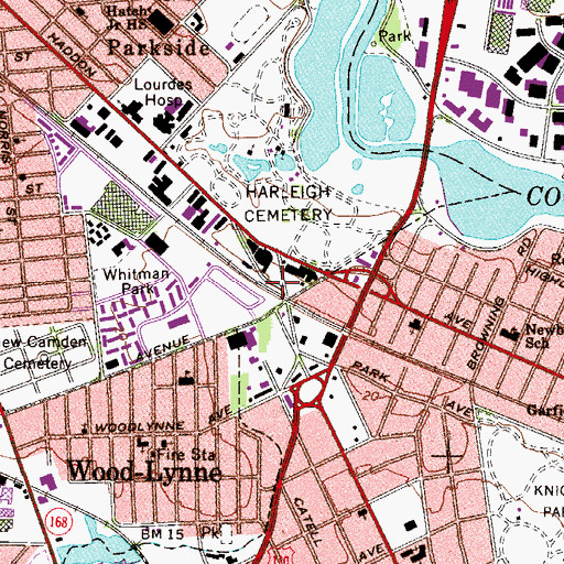 Topographic Map of Ferry Avenue Station, NJ
