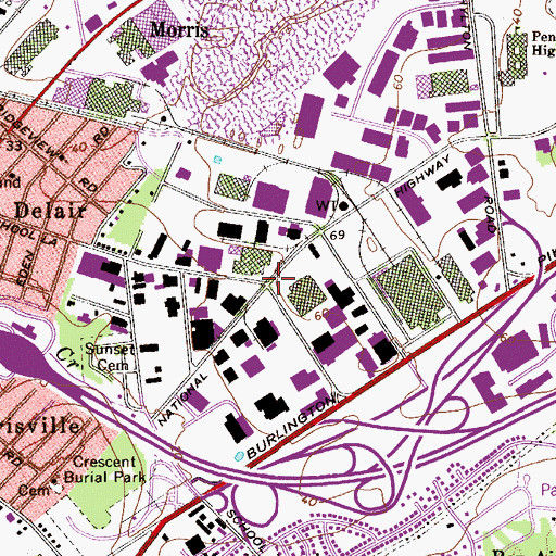 Topographic Map of Pennsauken Industrial Park, NJ