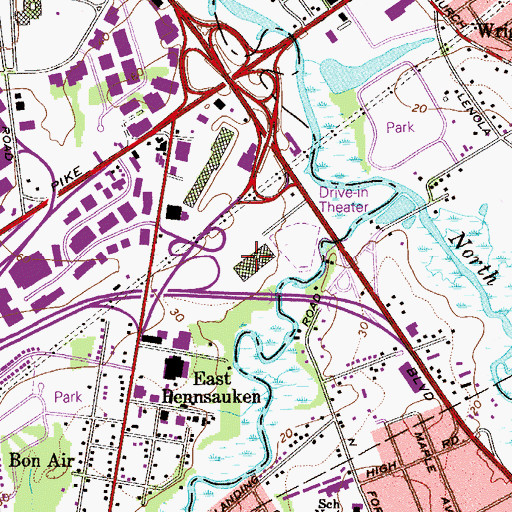 Topographic Map of Pennsauken Shopping Center, NJ