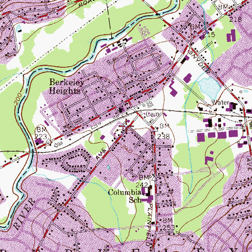 Topographic Map of Berkeley Heights Station, NJ