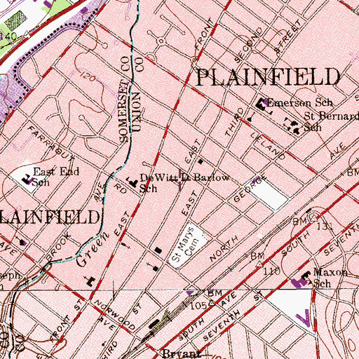 Topographic Map of Netherwood, NJ