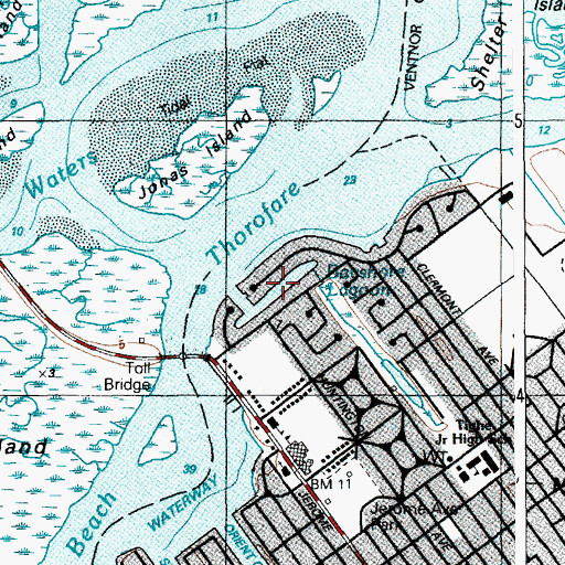 Topographic Map of Bayshore Lagoon, NJ