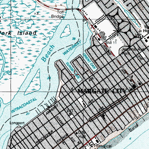 Topographic Map of Sunset Canal, NJ