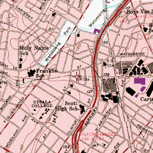 Topographic Map of East Orange Station, NJ