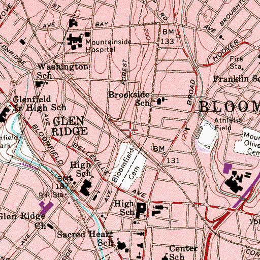 Topographic Map of Glen Ridge Station, NJ
