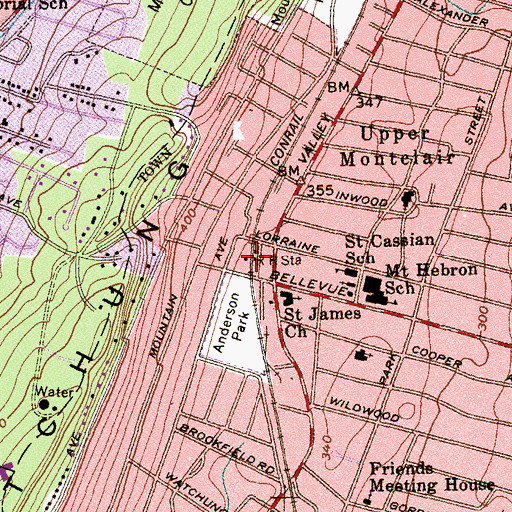 Topographic Map of Upper Montclair Station, NJ