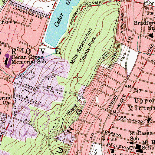 Topographic Map of Mountain Avenue Station, NJ