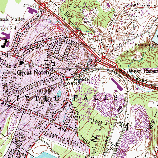 Topographic Map of Great Notch Station, NJ