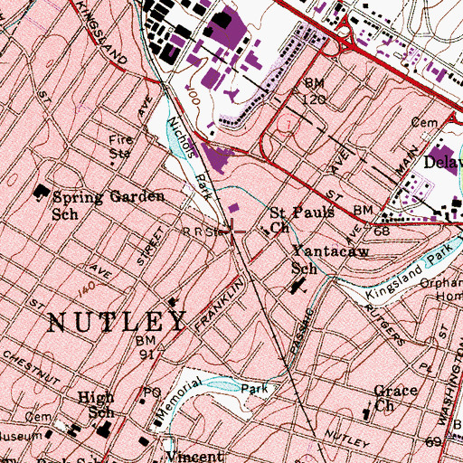 Topographic Map of Franklin Avenue Station, NJ