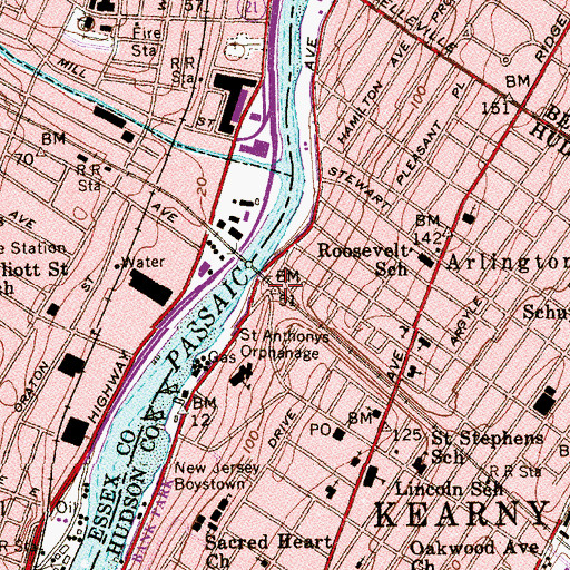 Topographic Map of West Arlington Station, NJ