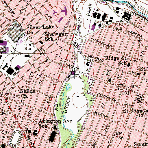 Topographic Map of Franklin Avenue Station, NJ