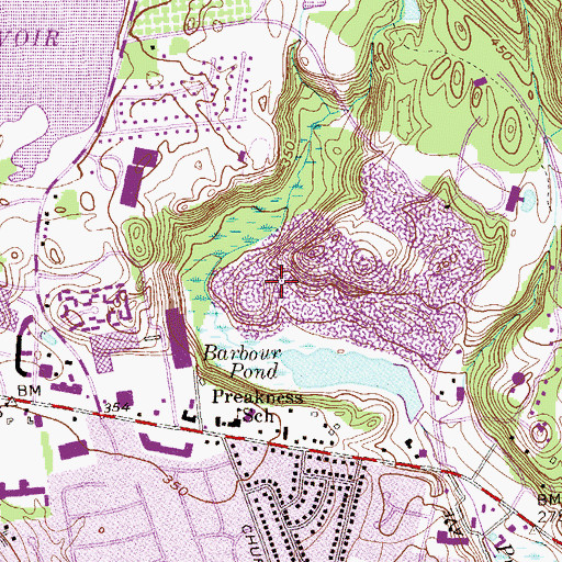 Topographic Map of Barbour Pond Park, NJ