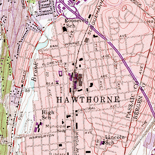 Topographic Map of North Hawthorne Station, NJ