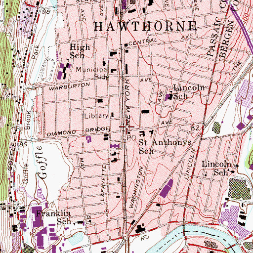 Topographic Map of Hawthorne Station, NJ