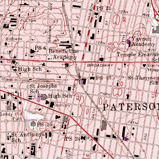 Topographic Map of Broadway Station, NJ
