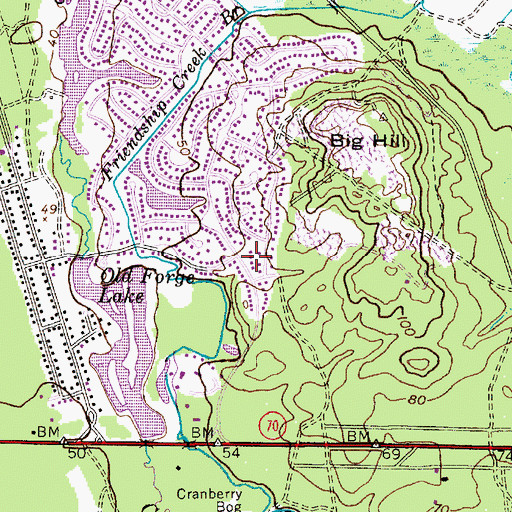 Topographic Map of Leisuretowne, NJ