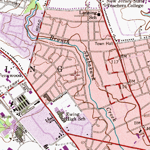 Topographic Map of Parkway Village, NJ