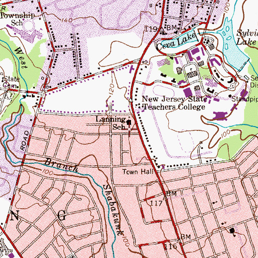 Topographic Map of Green Curve Heights, NJ