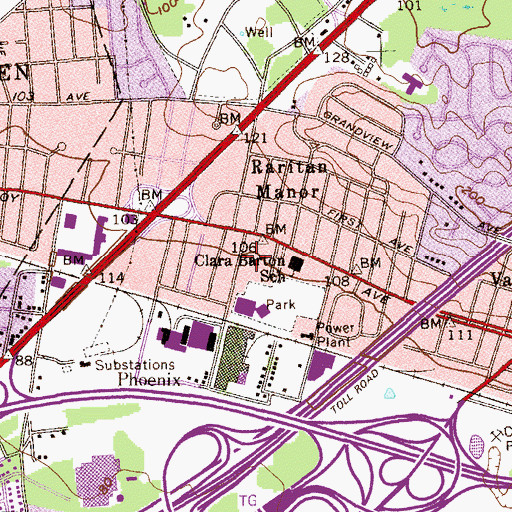 Topographic Map of Clara Barton, NJ