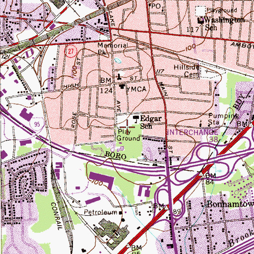 Topographic Map of Edgar Park, NJ