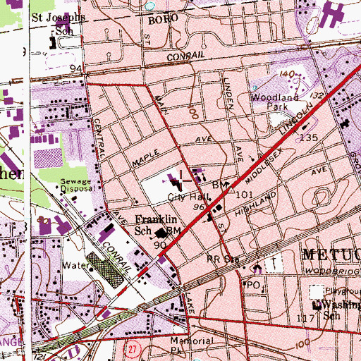Topographic Map of Campbell Elementary School, NJ