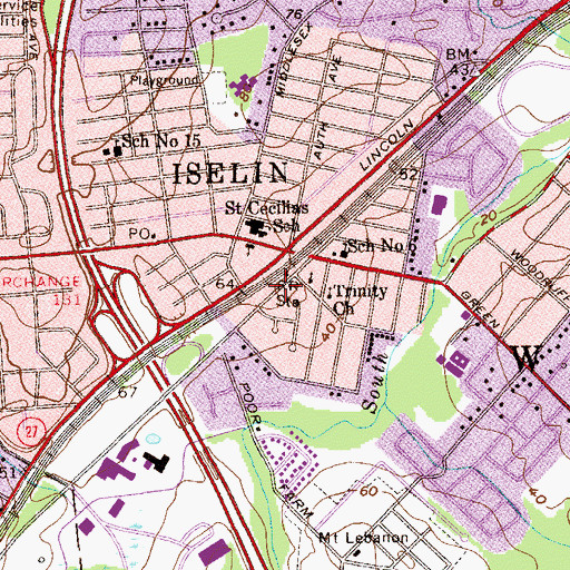 Topographic Map of Iselin Station, NJ