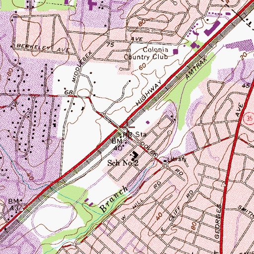 Topographic Map of Colonia Station, NJ