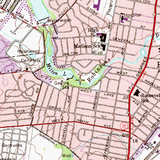 Topographic Map of Milton Lake Park, NJ