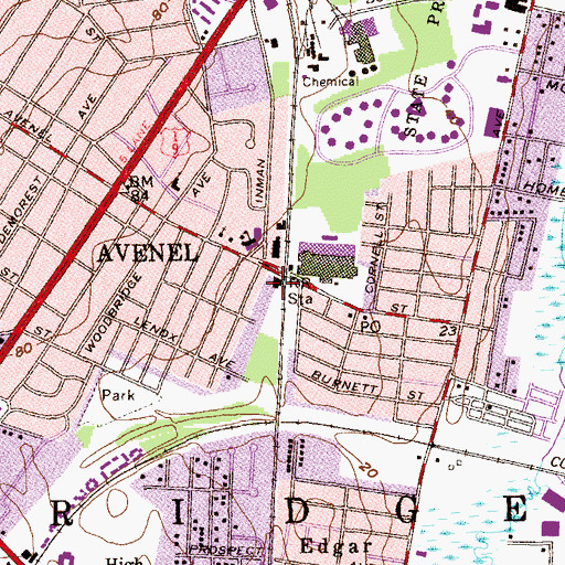 Topographic Map of Avenel Station, NJ