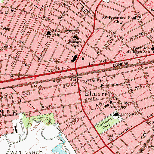 Topographic Map of Elmora Station, NJ