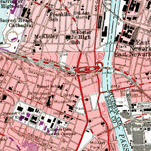 Topographic Map of Broad Street Station, NJ