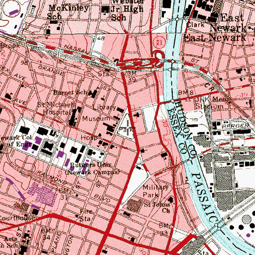 Topographic Map of Washington Park, NJ