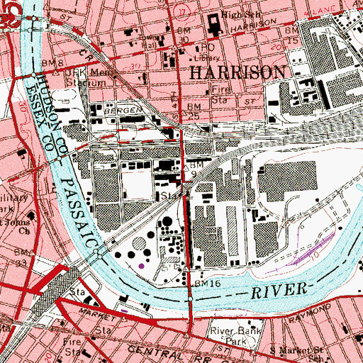 Topographic Map of Harrison Station, NJ